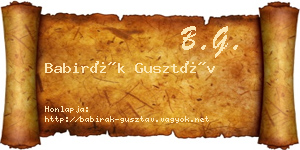 Babirák Gusztáv névjegykártya